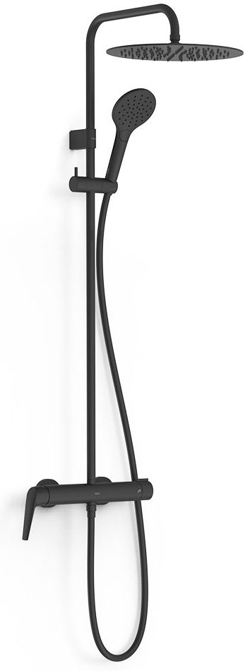 Tres Fuji zestaw prysznicowy ścienny z deszczownica czarny mat 28119101NM