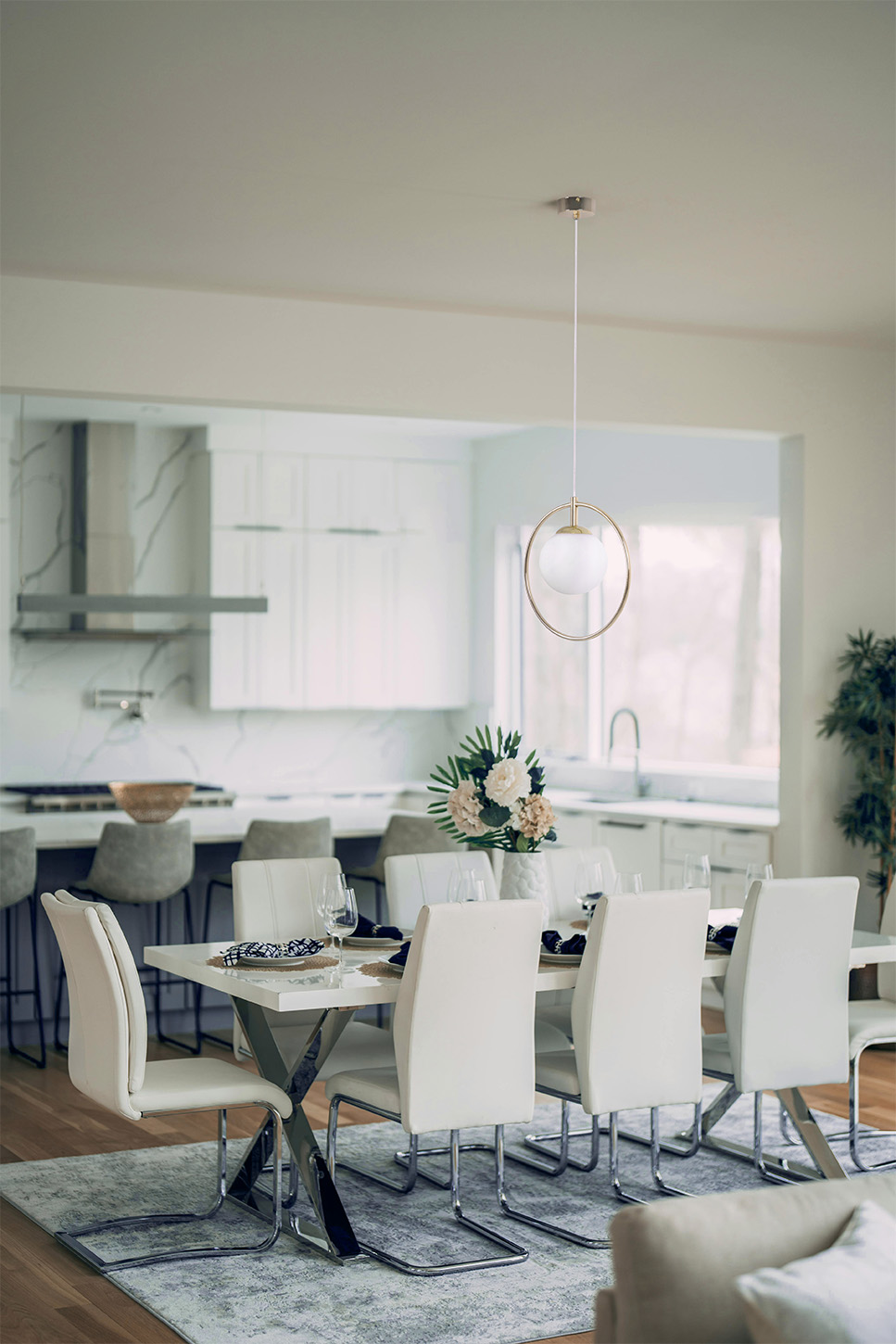 Kaja Ritus lampa wisząca 1x10 W biała-złota K-5390