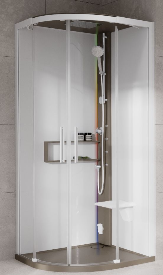 Novellini Glax 2 2.0 R kabina z hydromasażem 90x90 cm półokrągła parowa z brodzikiem corda G22R90M5-1TU