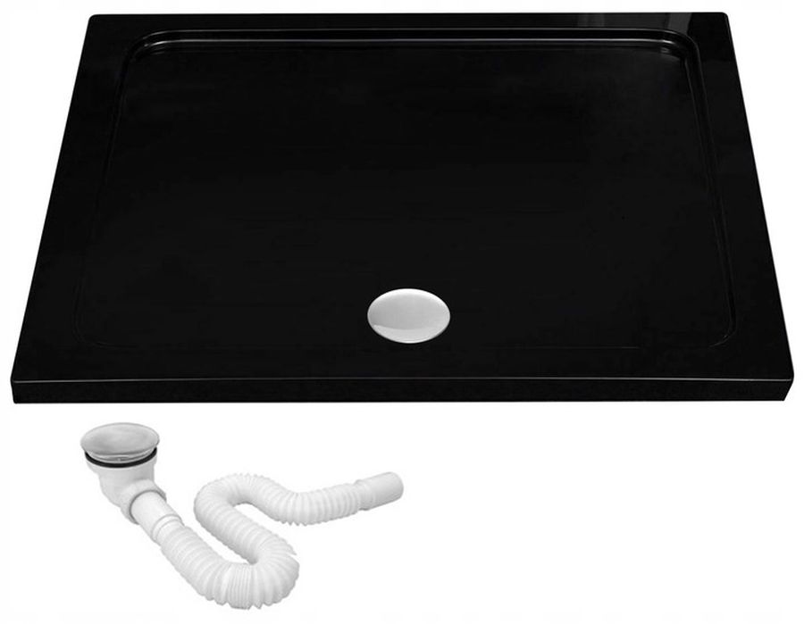 Rea Savoy brodzik prostokątny z syfonem 100x80 cm czarny REA-K4087