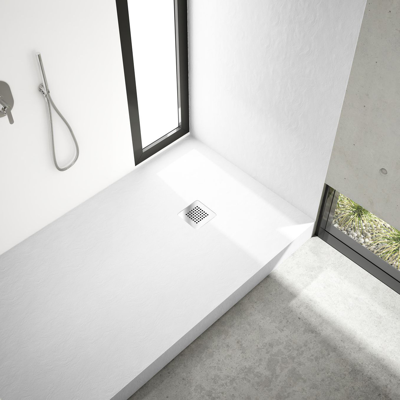 Schedpol New Horizons White Stone brodzik 80x80 cm kwadratowy biały 3.3300/B/ST-M2