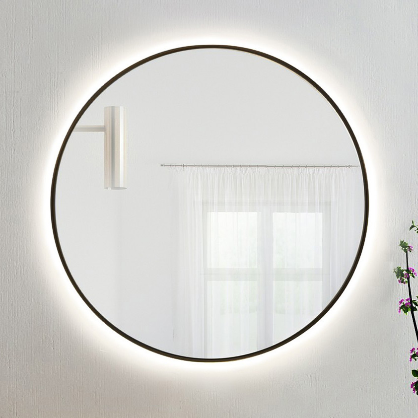 Baltica Design Bright lustro 60 cm okrągłe z oświetleniem LED czarne barwa neutralna - Wysyłka w 24h