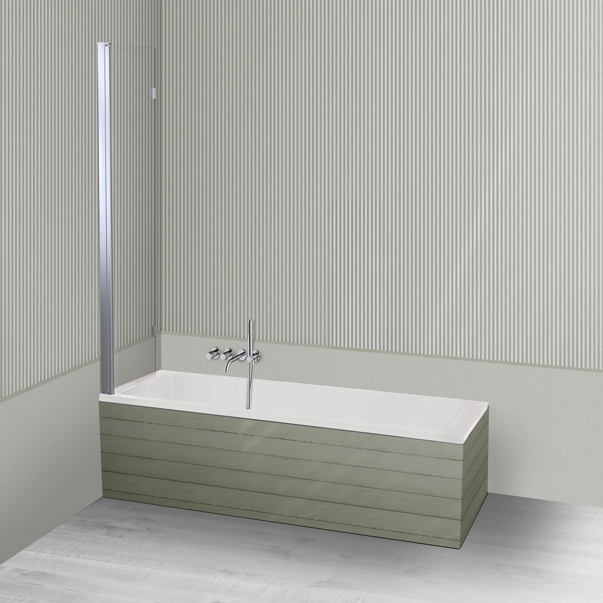 Oltens Langfoss Sela zestaw wanna prostokątna 170x70 cm akrylowa biały mat z parawanem nawannowym 115 cm 2-częściowy chrom 18003900