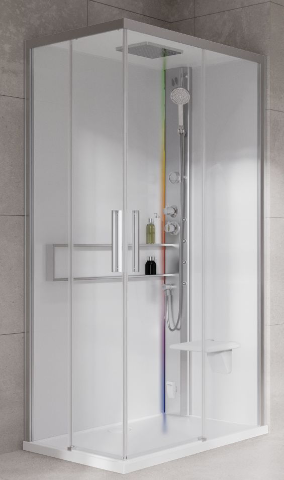 Novellini Glax 2 2.0 A kabina z hydromasażem 90x90 cm parowa z brodzikiem srebrna G22A90T5-1BB