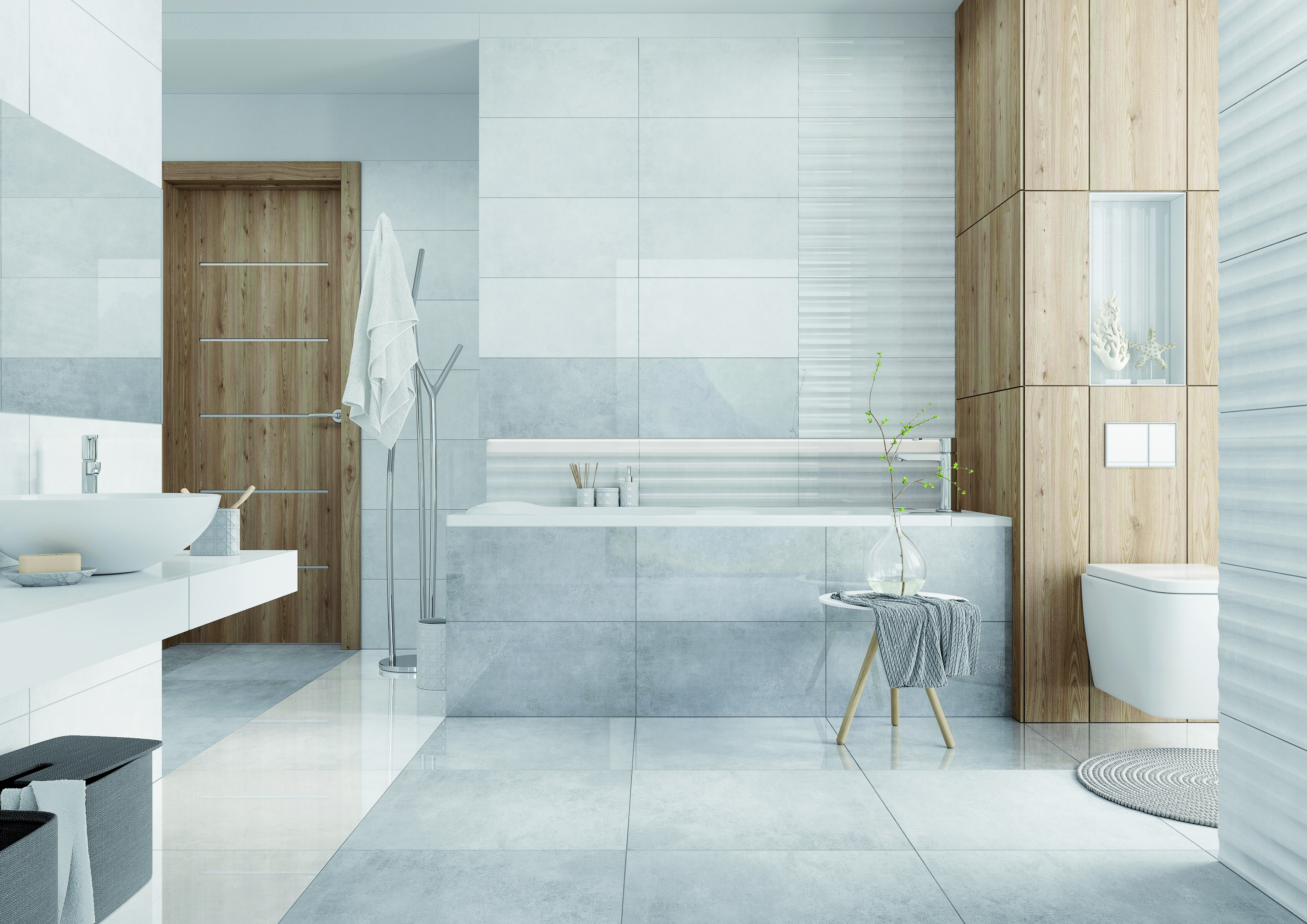 Ceramstic Harmigon Tundra Light Deco płytka ścienna 60x30 cm STR szary połysk