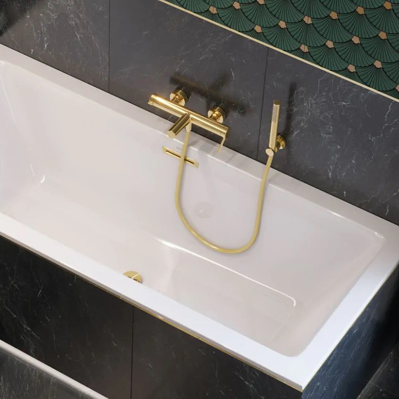 Excellent Heaven Slim wanna prostokątna 170x75 cm z kompletem odpływowym biały/złoty WAEX.HEV17WHS/ARIN.FLOW.GL - Wysyłka w 24h