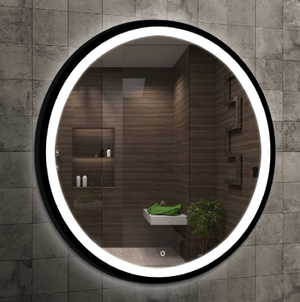 Venti Rund LED II lustro 70 cm okrągłe z oświetleniem czarny