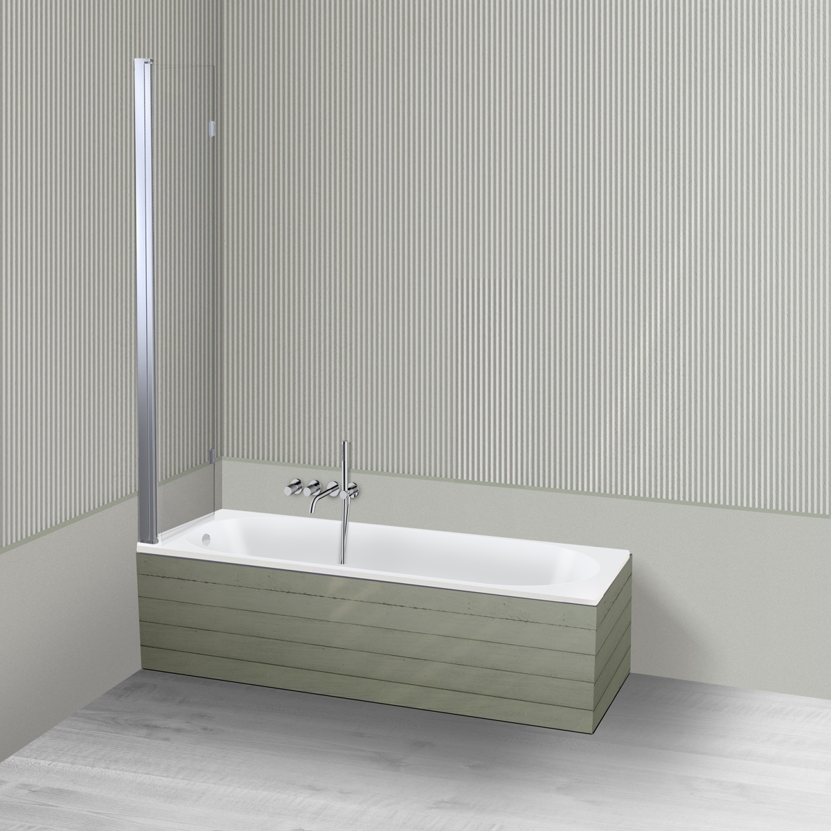 Oltens Lykke Sela zestaw wanna prostokątna 150x70 cm akrylowa biała z parawanem nawannowym 115 cm 2-częściowy chrom 18010000 - Wysyłka w 24h