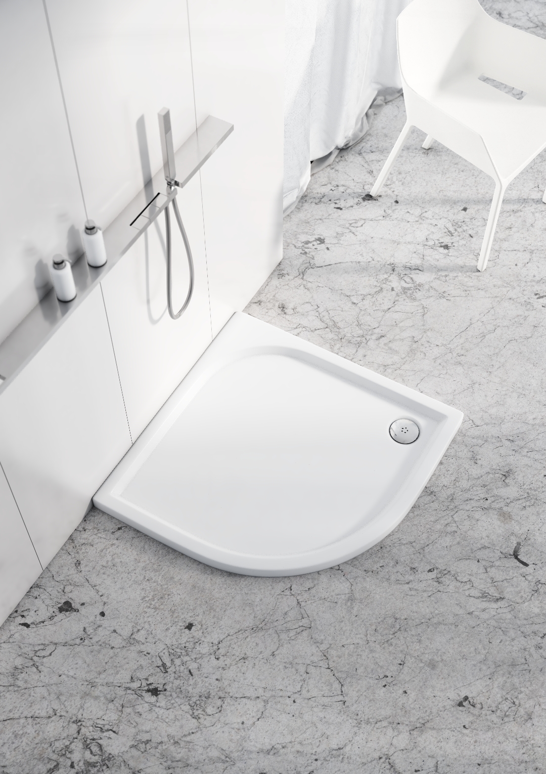 Schedline Canes brodzik półokrągły 80x80 cm biały 3SP.C1O-8080