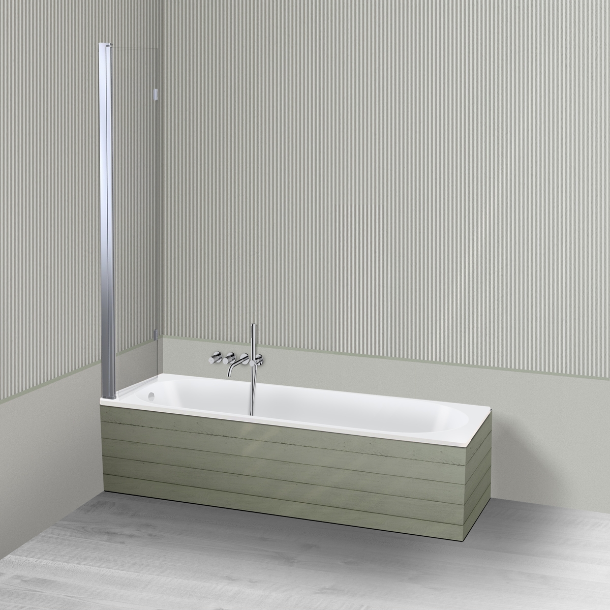 Oltens Lykke Sela zestaw wanna prostokątna 170x70 cm akrylowa biała z parawanem nawannowym 115 cm 2-częściowy chrom 18012000 - Wysyłka w 24h