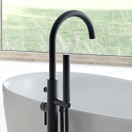 Oltens Molle bateria wannowo-prysznicowa wolnostojąca czarny mat 34300300 - Wysyłka w 24h