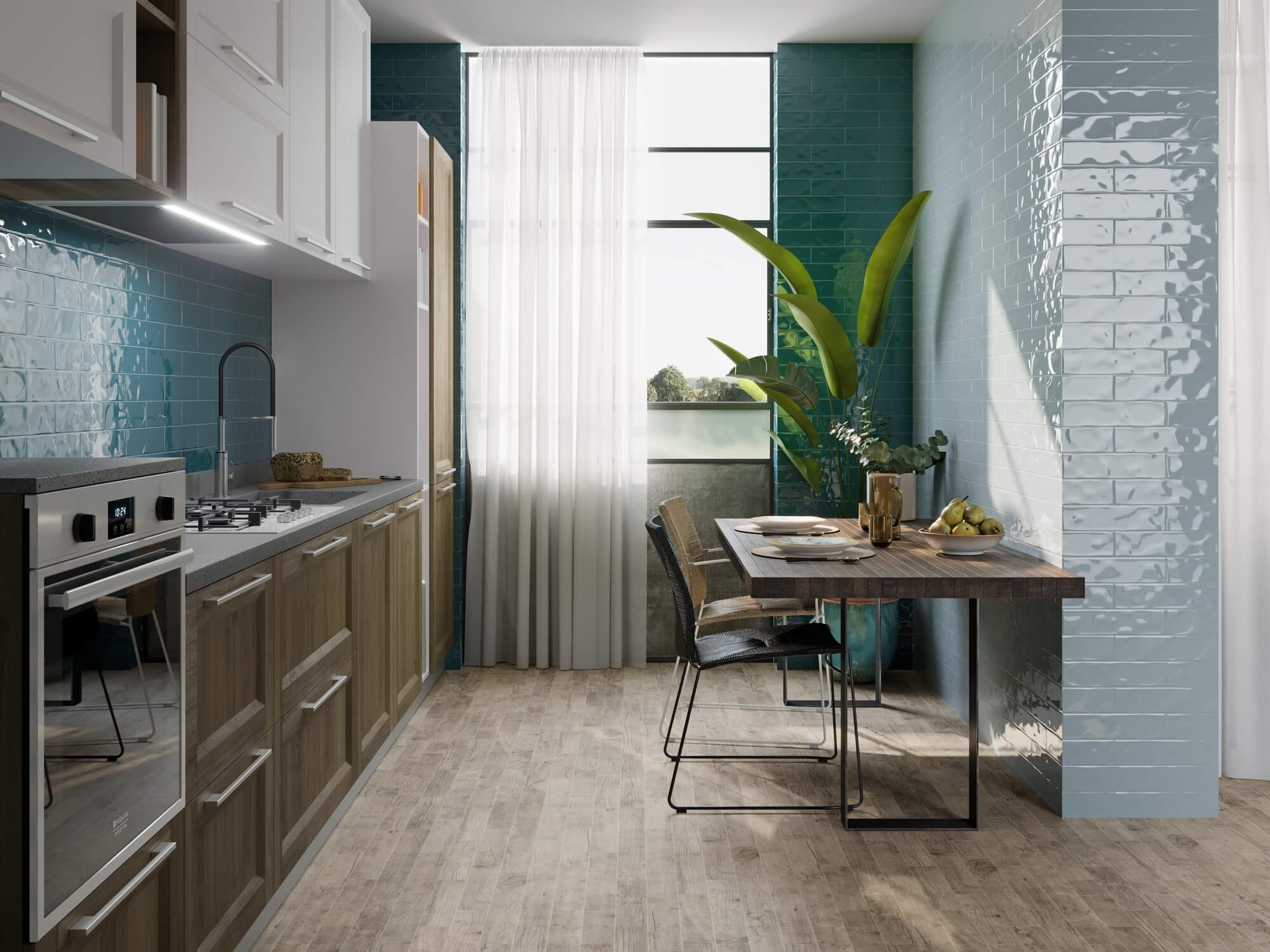 El Barco Acuarela płytka ścienna 30x7,5 cm niebieska