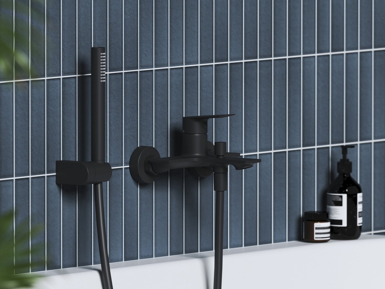 Ravak Plan bateria wannowo-prysznicowa ścienna czarny mat X070514