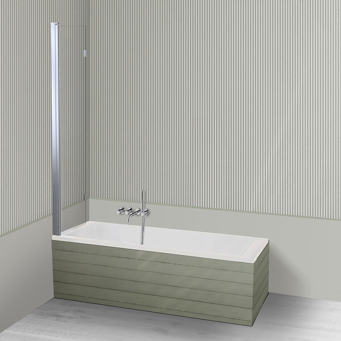 Oltens Langfoss Sela zestaw wanna prostokątna 150x70 cm akrylowa biały mat z parawanem nawannowym 115 cm 2-częściowy chrom 18001900 - Wysyłka w 24h