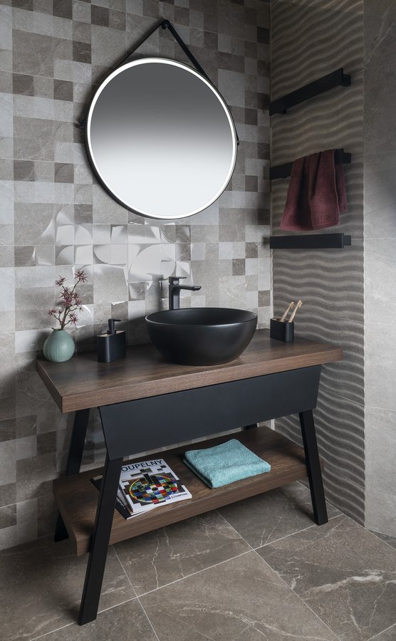 Sapho Orbiter lustro 60 cm okrągłe z oświetleniem LED rama czarna ORL060