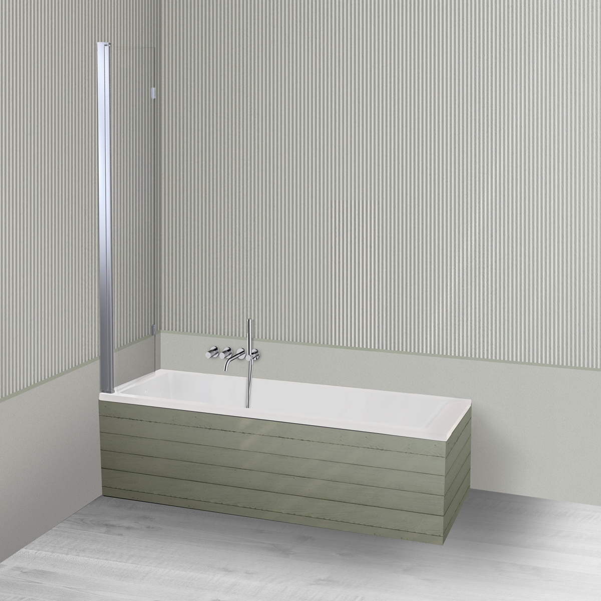 Oltens Langfoss Sela zestaw wanna prostokątna 160x70 cm akrylowa biały mat z parawanem nawannowym 115 cm 2-częściowy chrom 18002900 - Wysyłka w 24h