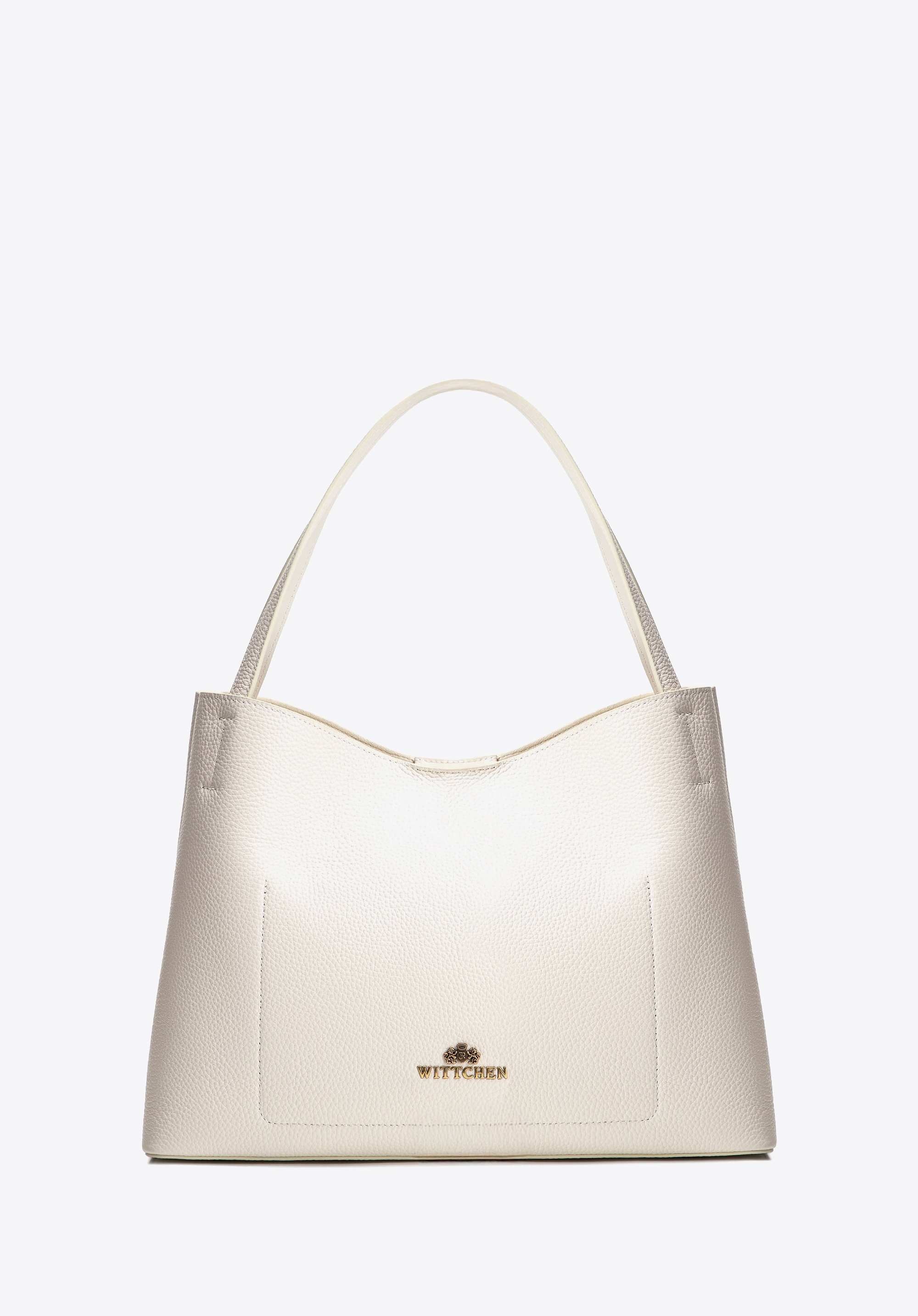 Damski kuferek z wyjmowaną saszetką kremowy