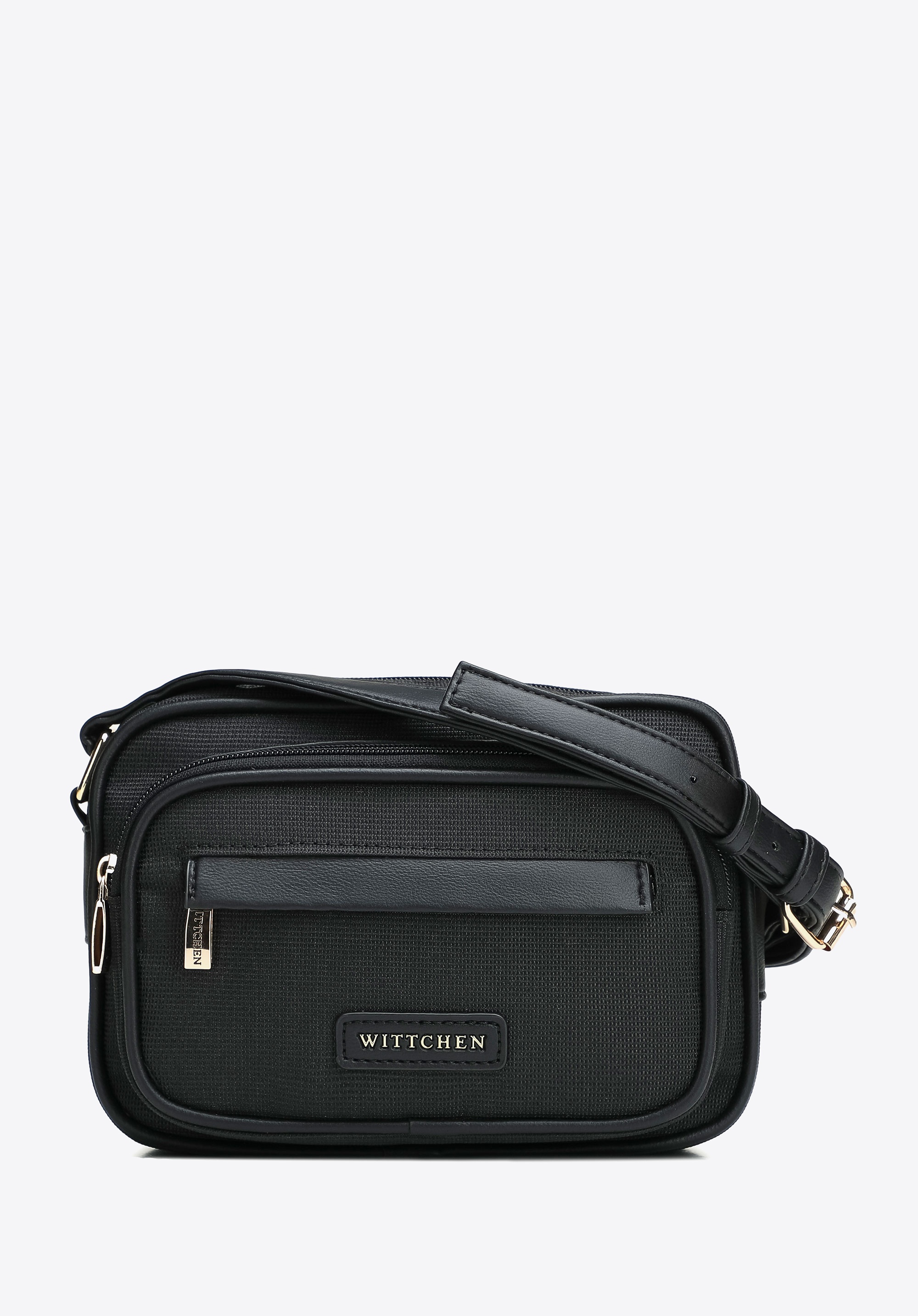 Damska torebka listonoszka z elementami ekoskóry czarna