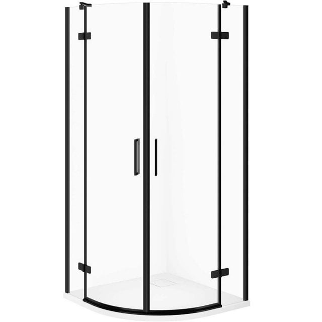 CERSANIT Zestaw kabina półokrągła JOTA 90x90 czarna, brodzik TAKO SLI