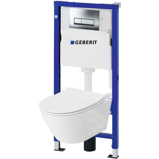 GEBERIT Zestaw podtynkowy mechaniczny 50, miska PRAIA bezrantowa, des