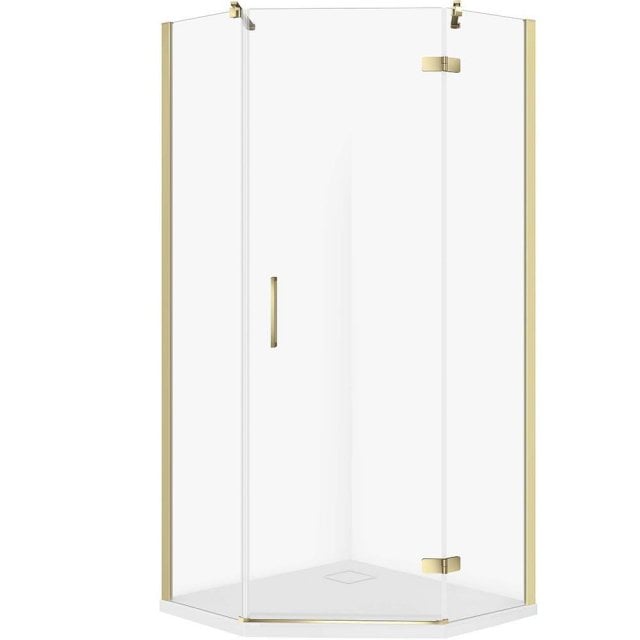CERSANIT Zestaw kabina pięciokątna JOTA prawa 80x80 złota, brodzik TA