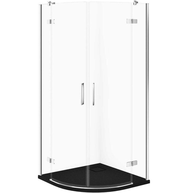 CERSANIT Zestaw kabina półokrągła JOTA 90x90 chrom, brodzik TAKO SLIM