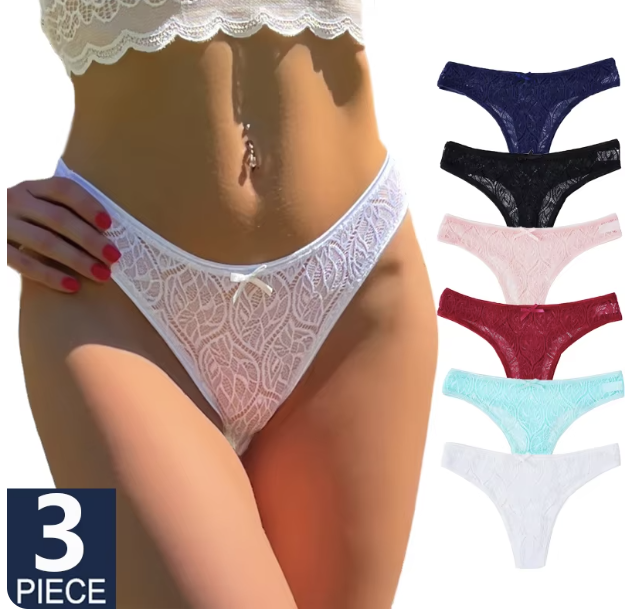 Zestaw 3 par stringów koronkowych 027