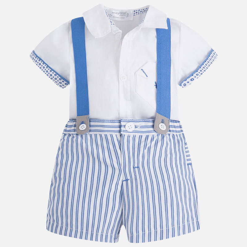 MAYORAL 1224 Komplet krótkie spodenki na szelkach i koszulka