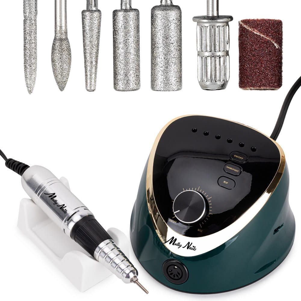 Frezarka do manicure i pedicure 68W Molly Nails M12 zielona green 35 000 obrotów