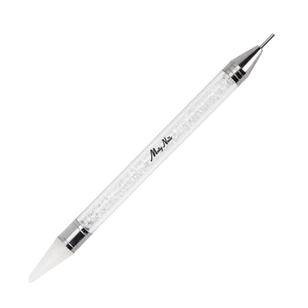 Dwustronny przyrząd aplikator woskowy z sondą do cyrkonii i ozdób Molly Nails biały