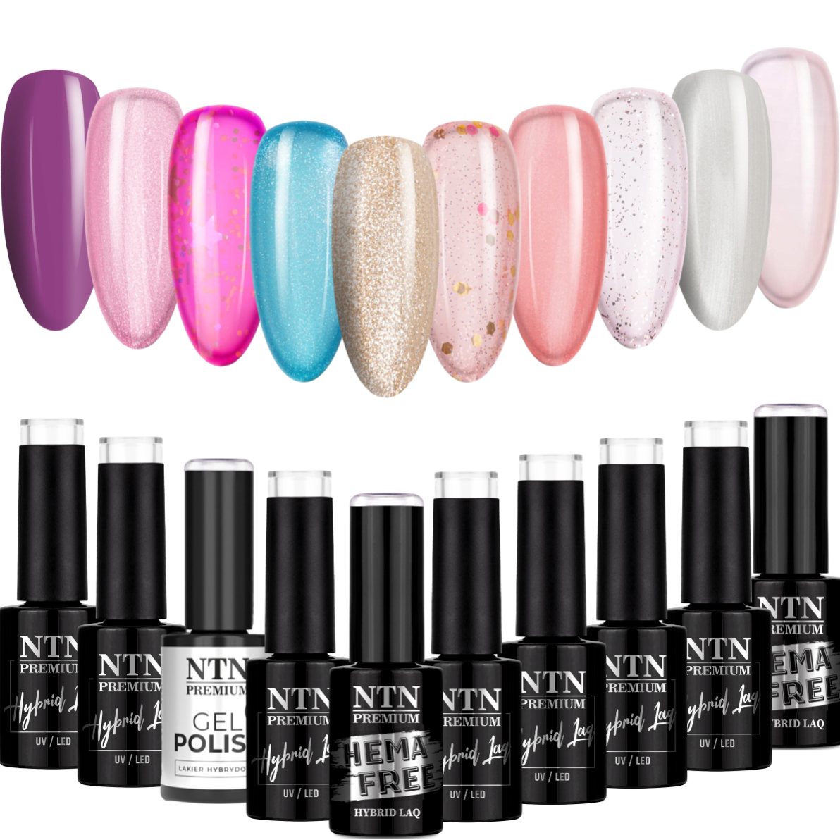 10x Lakier Hybrydowy NTN 5g Impression ZESTAW 10w1