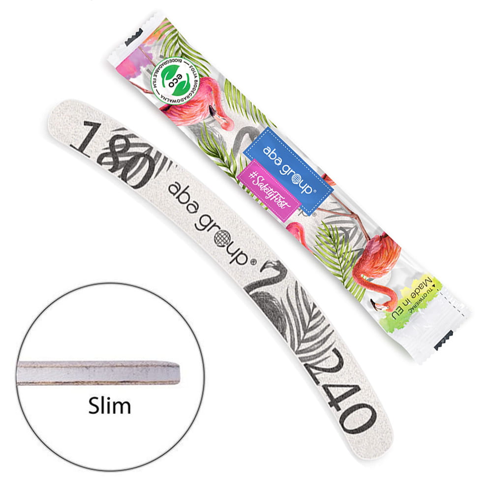 Pilnik do paznokci Bezpieczny Pakiet Slim banan Aba Group zapakowany w jednorazową folię 180/240