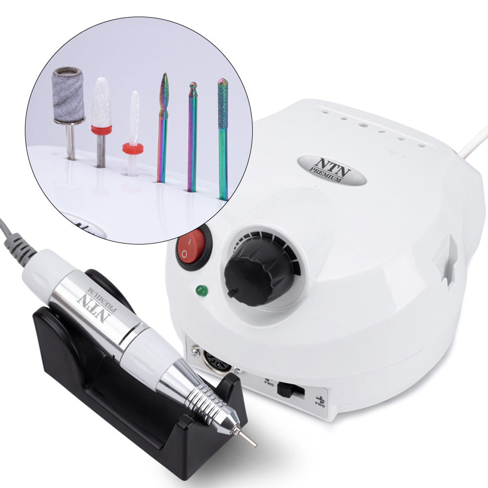 Frezarka do paznokci transformatorowa 65W NTN Premium do manicure pedicure biała DM202 35 000 obrotów