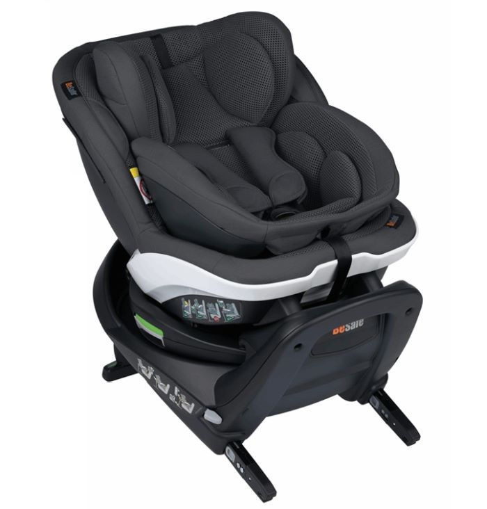 Besafe Izi Turn B i-Size - obrotowy fotelik samochodowy od 40 do 105 cm wzrostu 0-18 kg-Antracyt Mesh