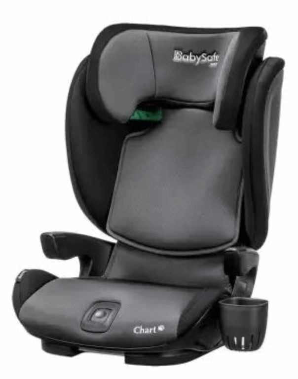 BabySafe Chart I-size - fotelik samochodowy dla dzieci od 100 do 150 cm wzrostu, 3-12 lat czyli 15-36 kg-Szaro-Czarny