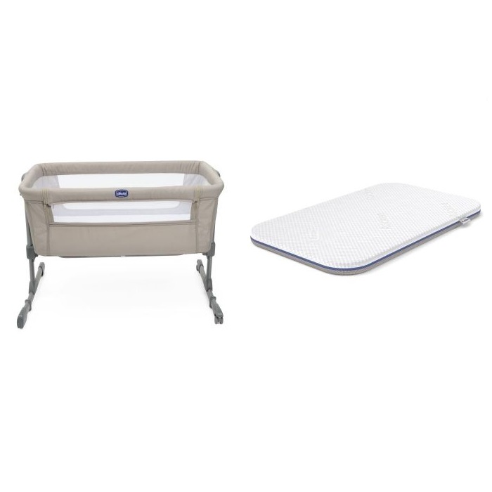 Chicco Next2Me Essential - łóżeczko dostawne + Materac Rücken UnoMe-Dune Re_Lux