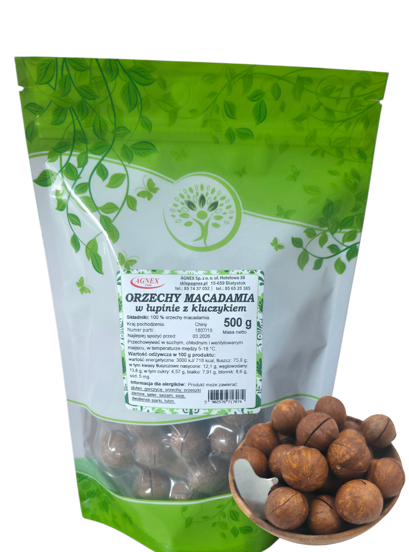 Orzechy macadamia w łupinie z kluczykiem 500 g