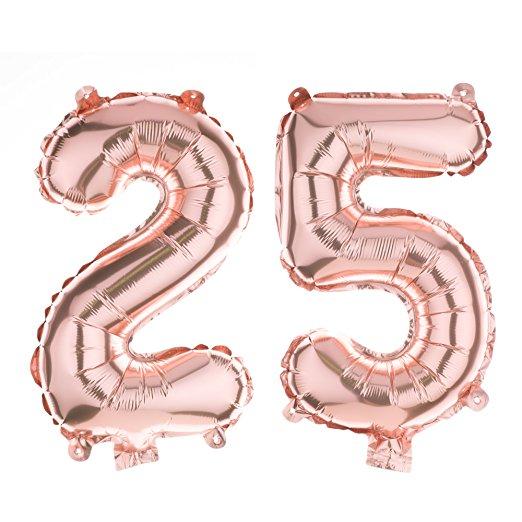 Balony Foliowe Cyfra "25", 100 cm, różowe złoto