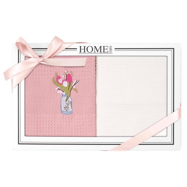 Komplet 2 ręczników kuchennych 50X70 cm HOME 1961 wz. 7 róż / krem