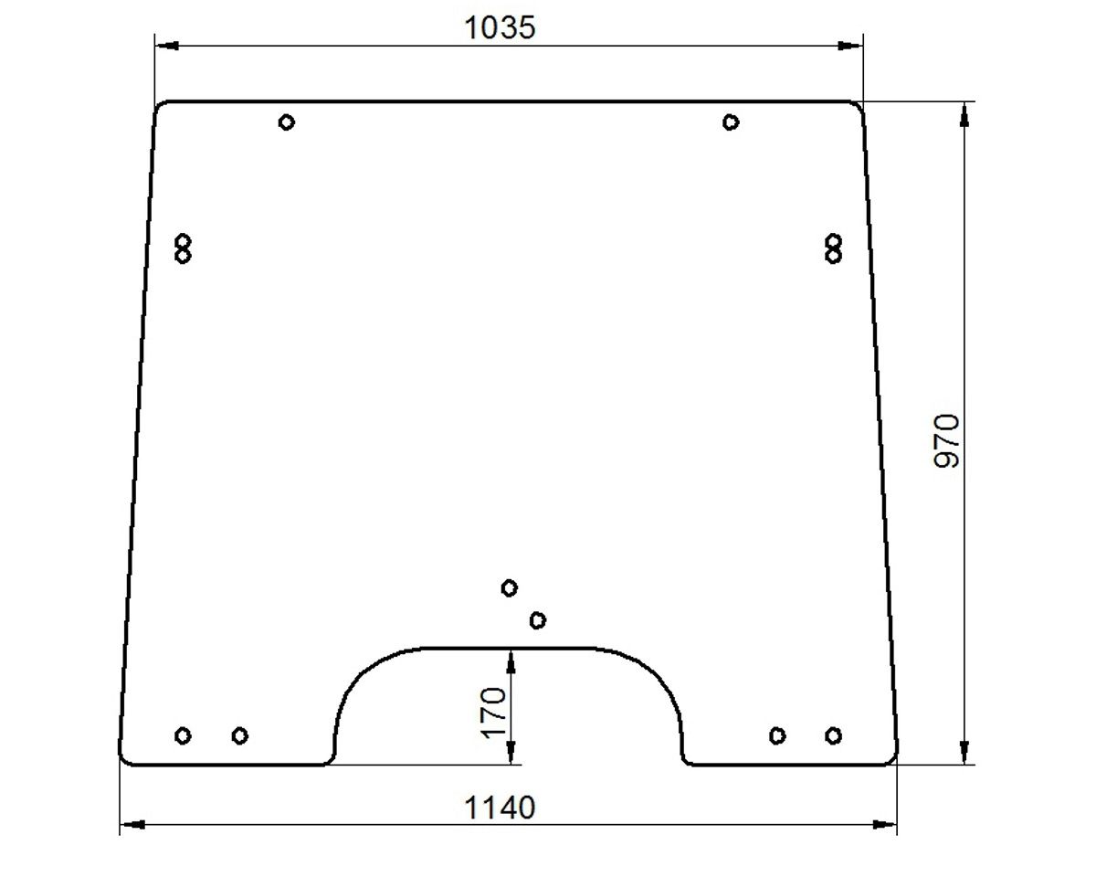 Szyba przednia przy podłodze z wybrzuszeniem, otwierana John Deere 5220 R224416