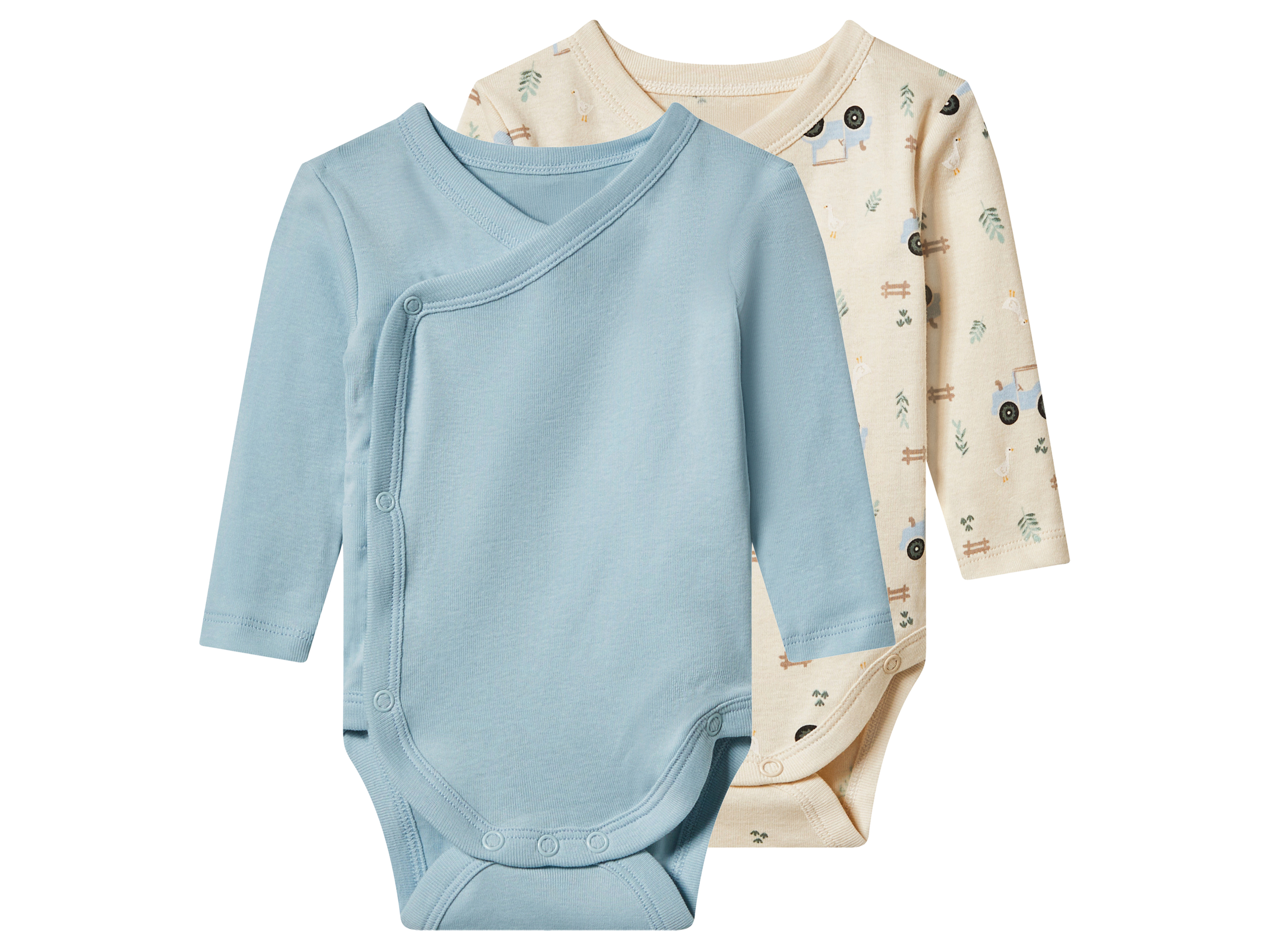 lupilu Body kopertowe niemowlęce z biobawełny, 2 sztuki Niebieski/ kremowy, 86/92