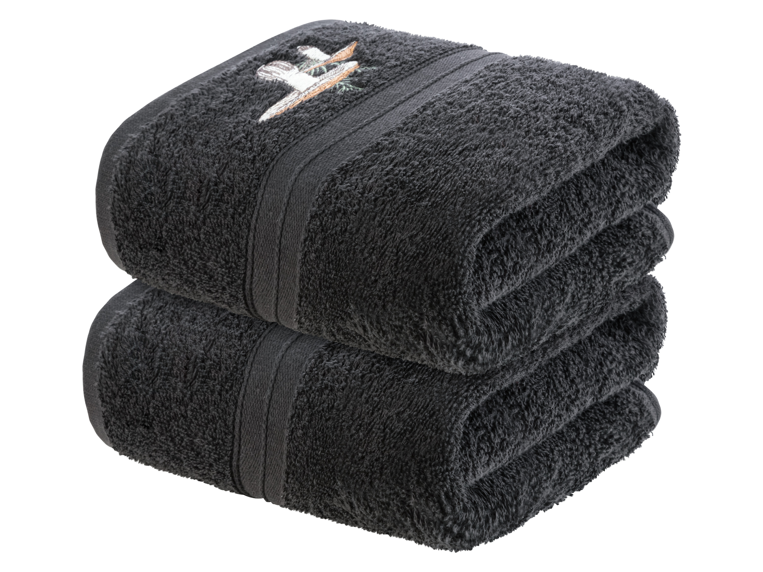 Livarno home Komplet 2 ręczników, 50 x 90 cm Ciemnoszary