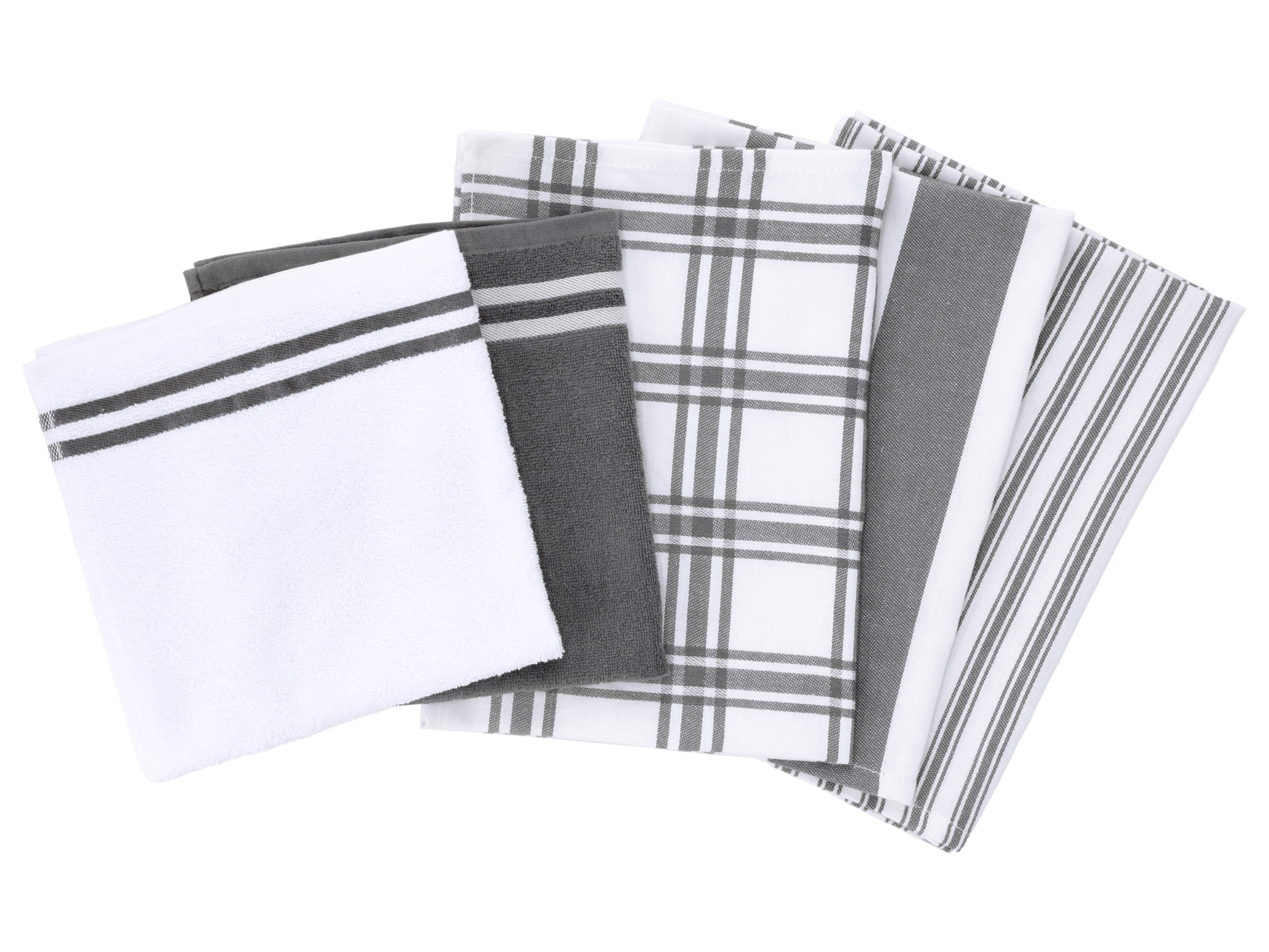 W5 Komplet ściereczek i ręczników kuchennych Szary/biały