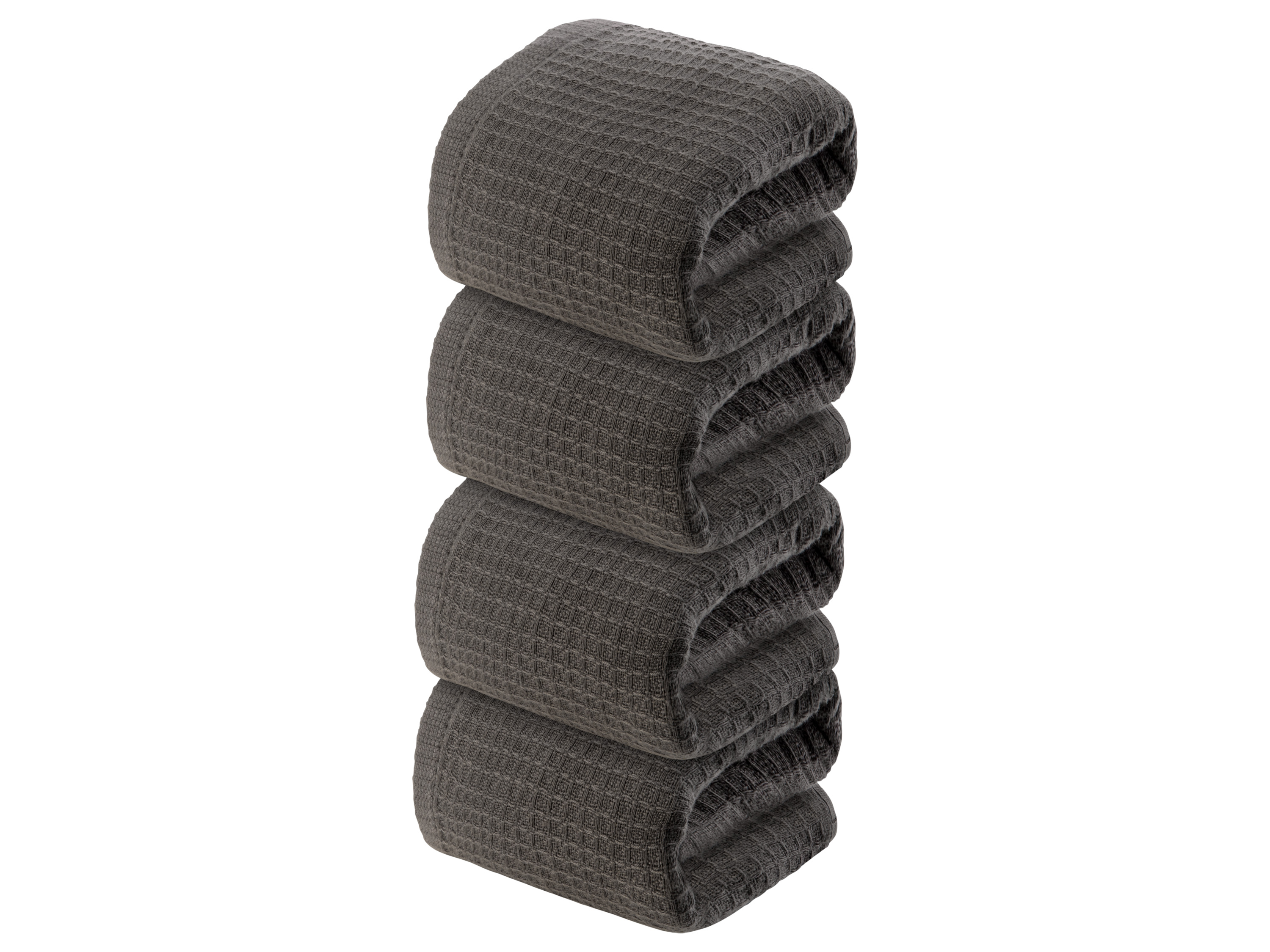 Livarno home Komplet 4 ręczników do rąk z waflowej piki, 30 x 50 cm Ciemnoszary