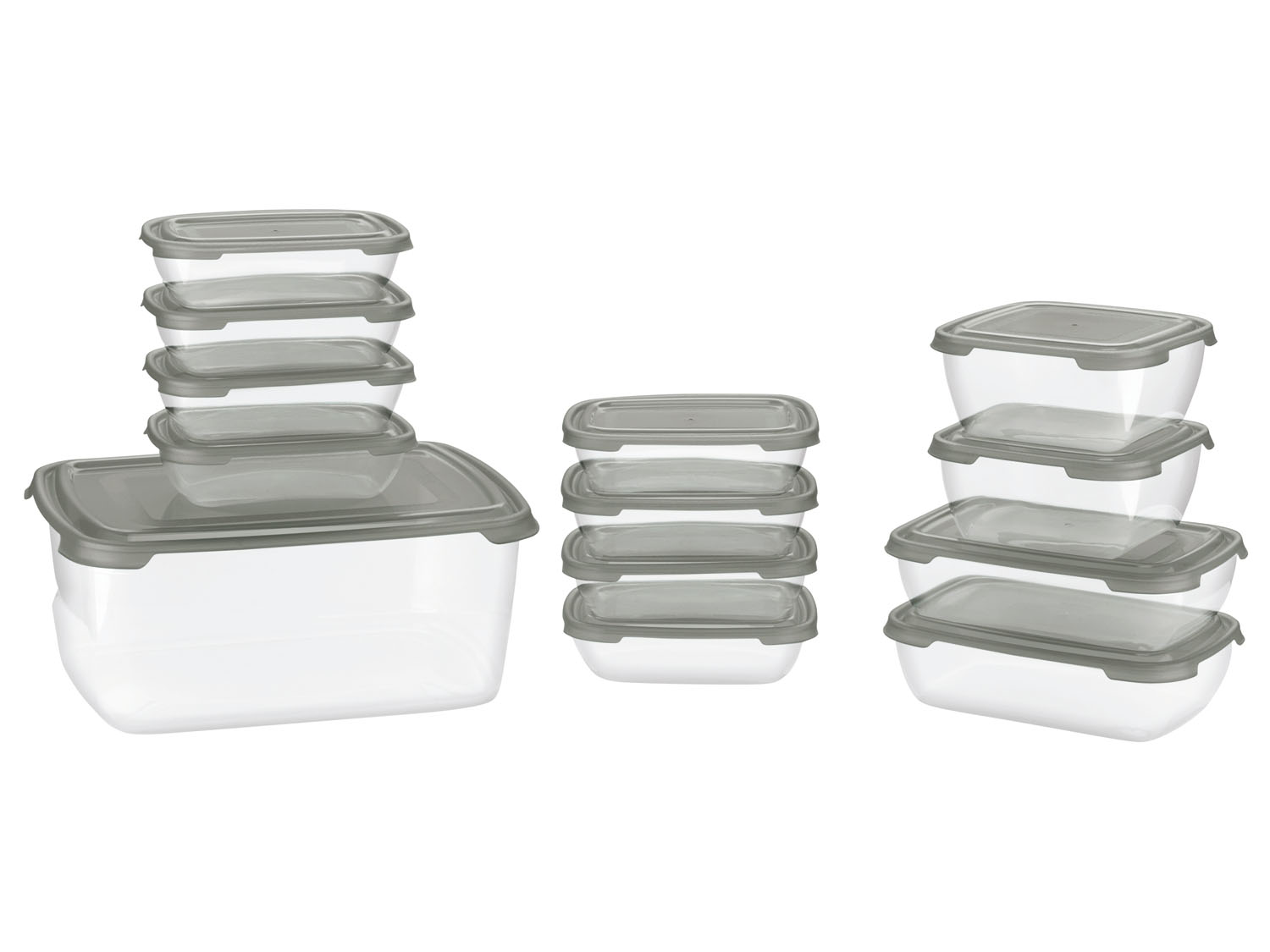 Ernesto Zestaw pojemników do przechowywania żywności, 13 sztuk Szary
