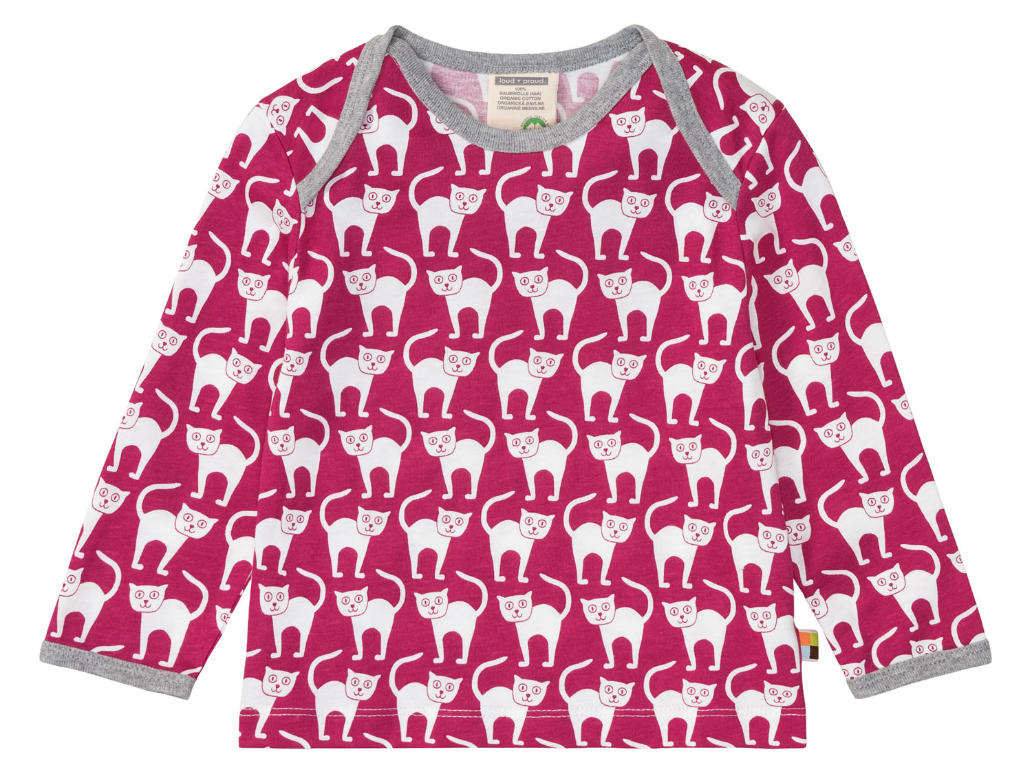 Loud + Proud Koszulka niemowlęca z długim rękawem z biobawełny Malinowy, 98/104