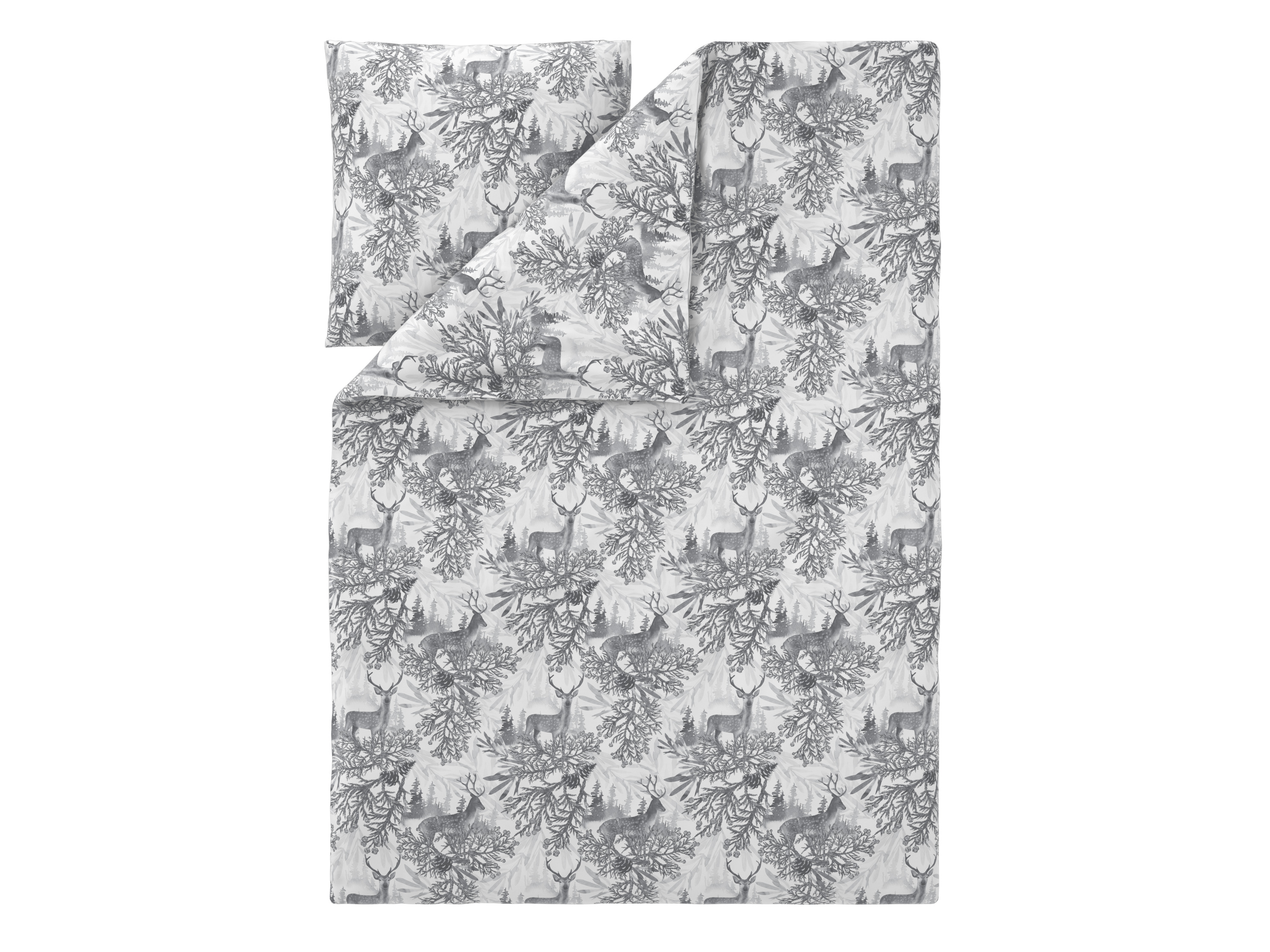 Livarno Pościel flanelowa z bawełny z gumką, 140 x 200 cm Biały/szary