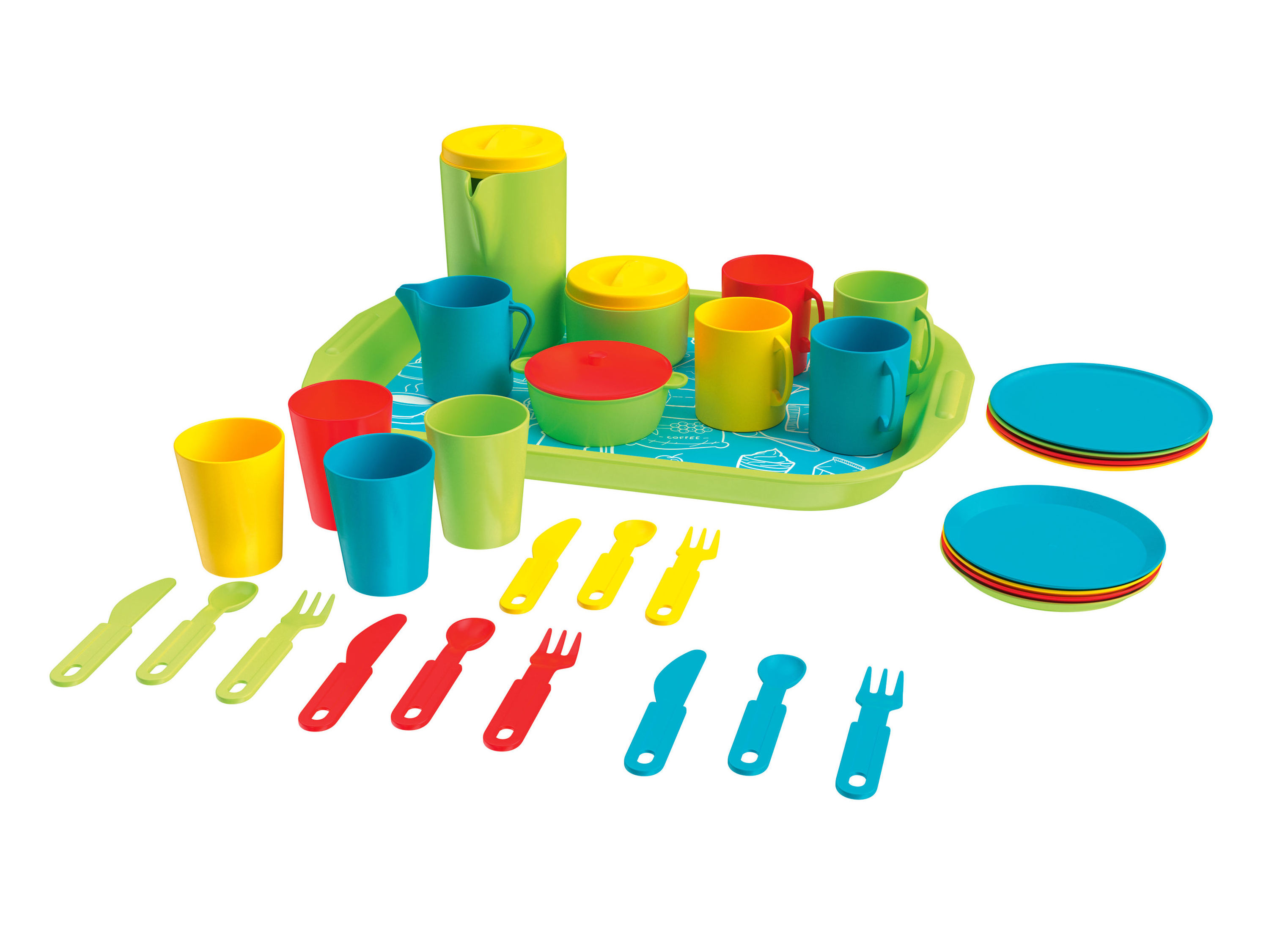 Playtive Zestaw zabawkowych akcesoriów kuchennych, 1 szt. Zestaw do herbaty