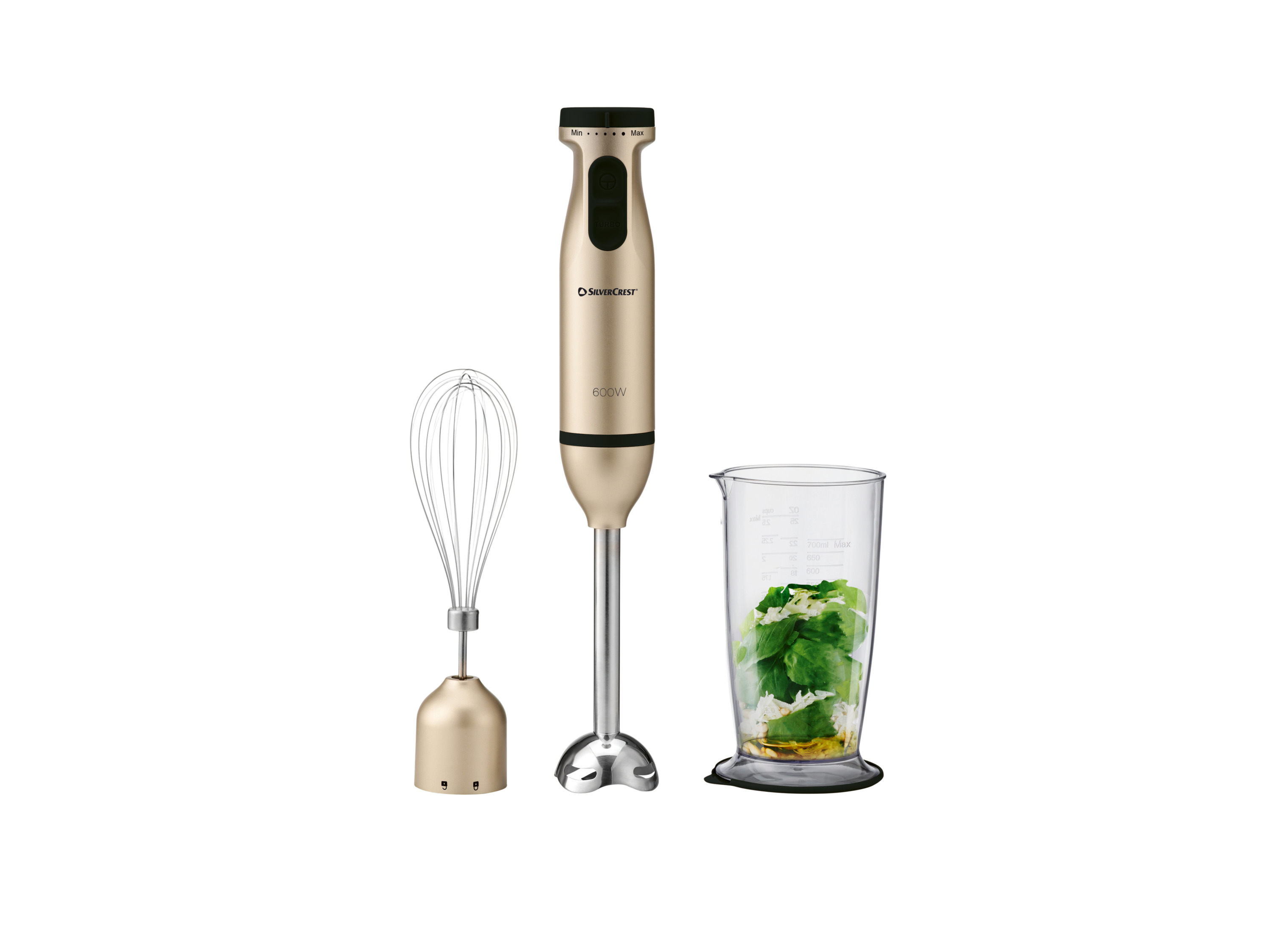 Silvercrest Blender ręczny z zestawem akcesoriów, 600 W, Ssms 600 E5 Szampański