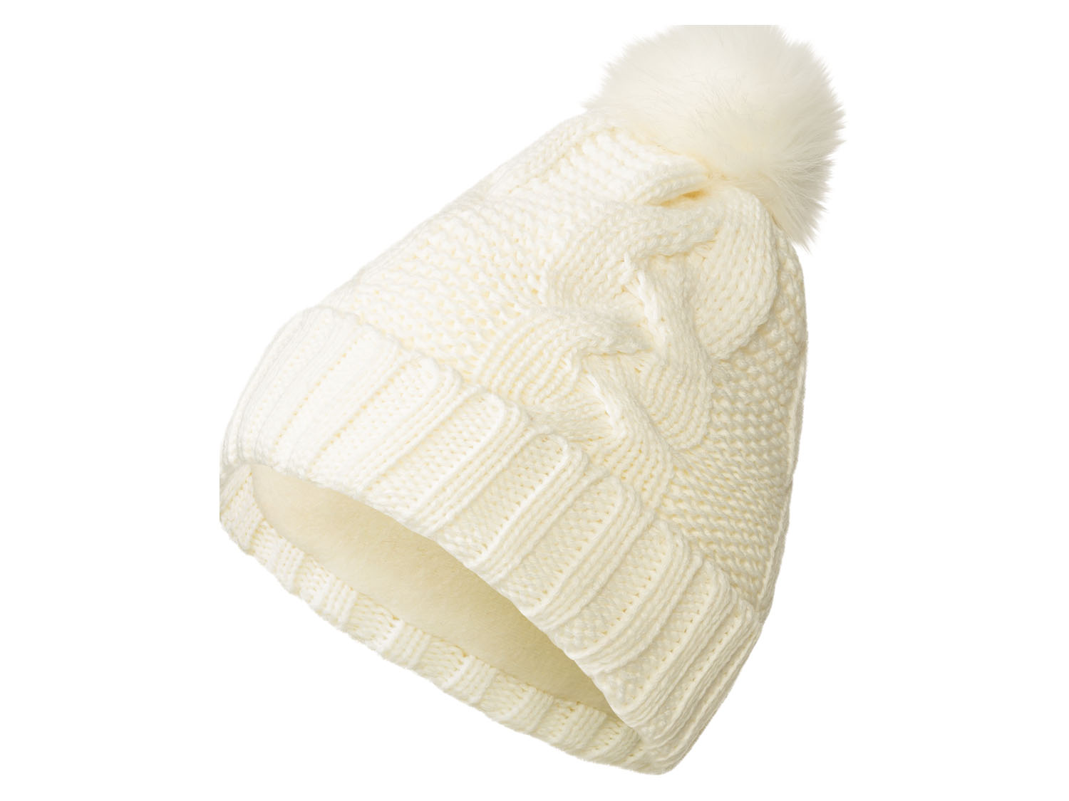 esmara Czapka termiczna damska z pomponem Kremowy